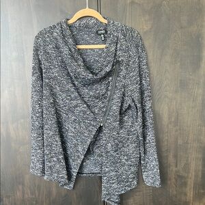 Charcoal Cowl Neck Sweater with Zipper